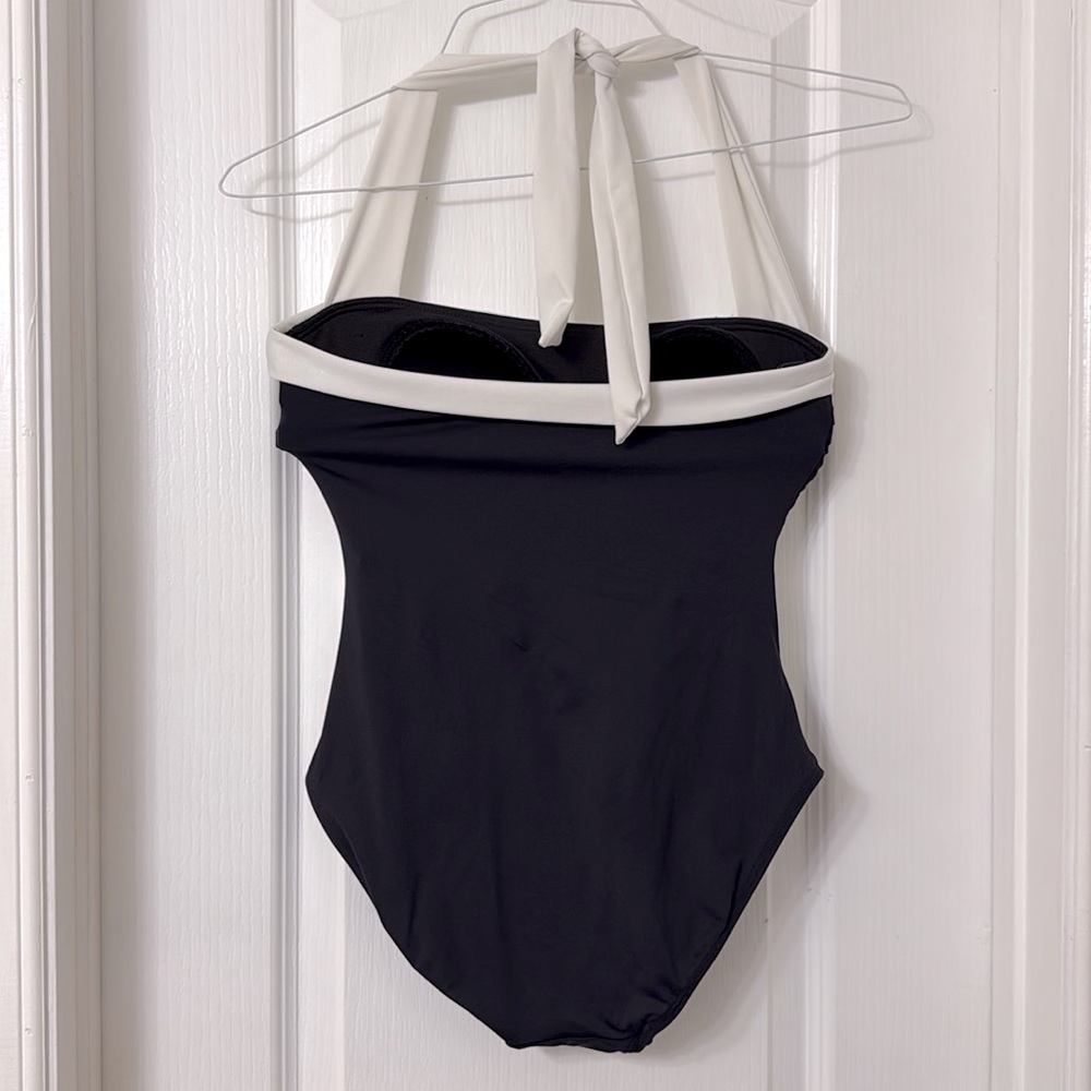 Lauren Ralph Lauren Bel Air Solids Shirred Bandeau black and white Size 4 - Picture 5 of 6